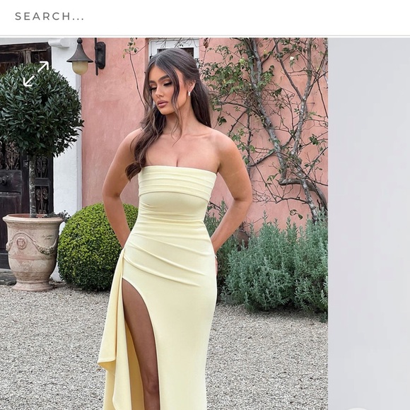 Elegant Strapless Yellow Dress - Picture 3 of 3